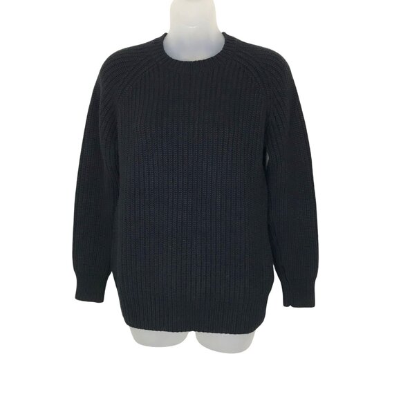 NWOT Micheal Kors Black Extra Thick Ribbed Knit Crew Neck Sweater Size S - Picture 3 of 9